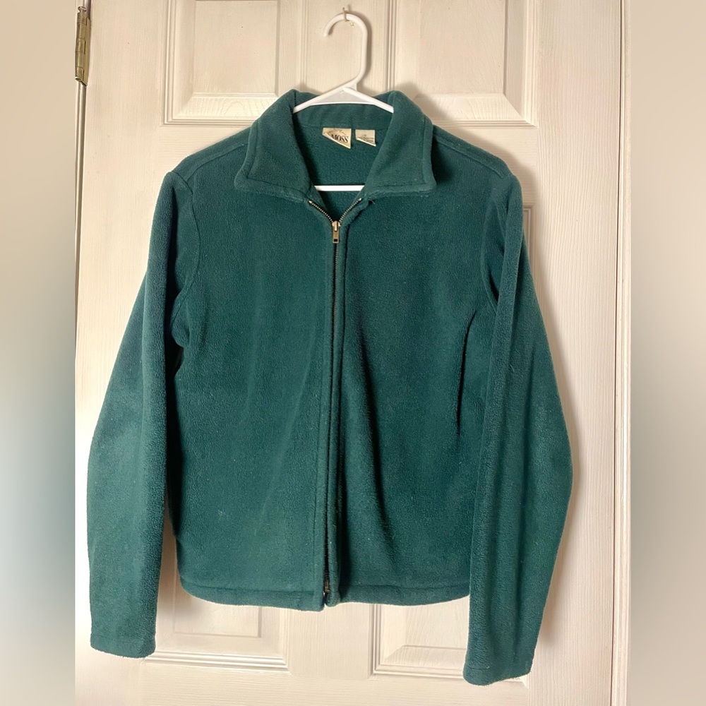 B. Moss Clothing Company Dark Green Fleece Bomber Jacket